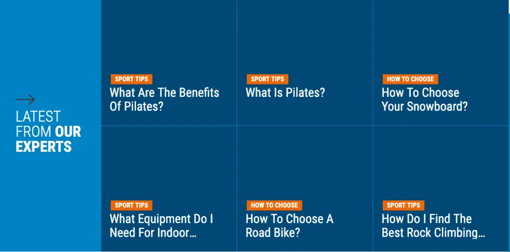 Decathlon sports advice content