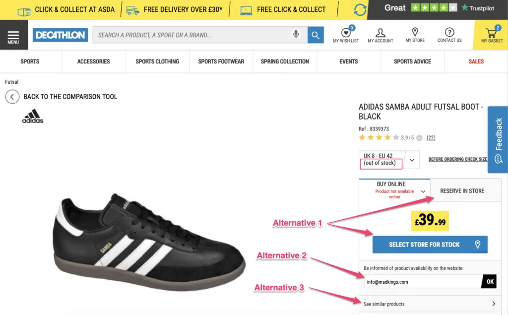 Product page, Decathlon UK